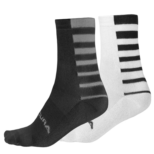 Chaussettes ENDURA COOLMAX STRIPE 2 Paires Noir/Blanc
