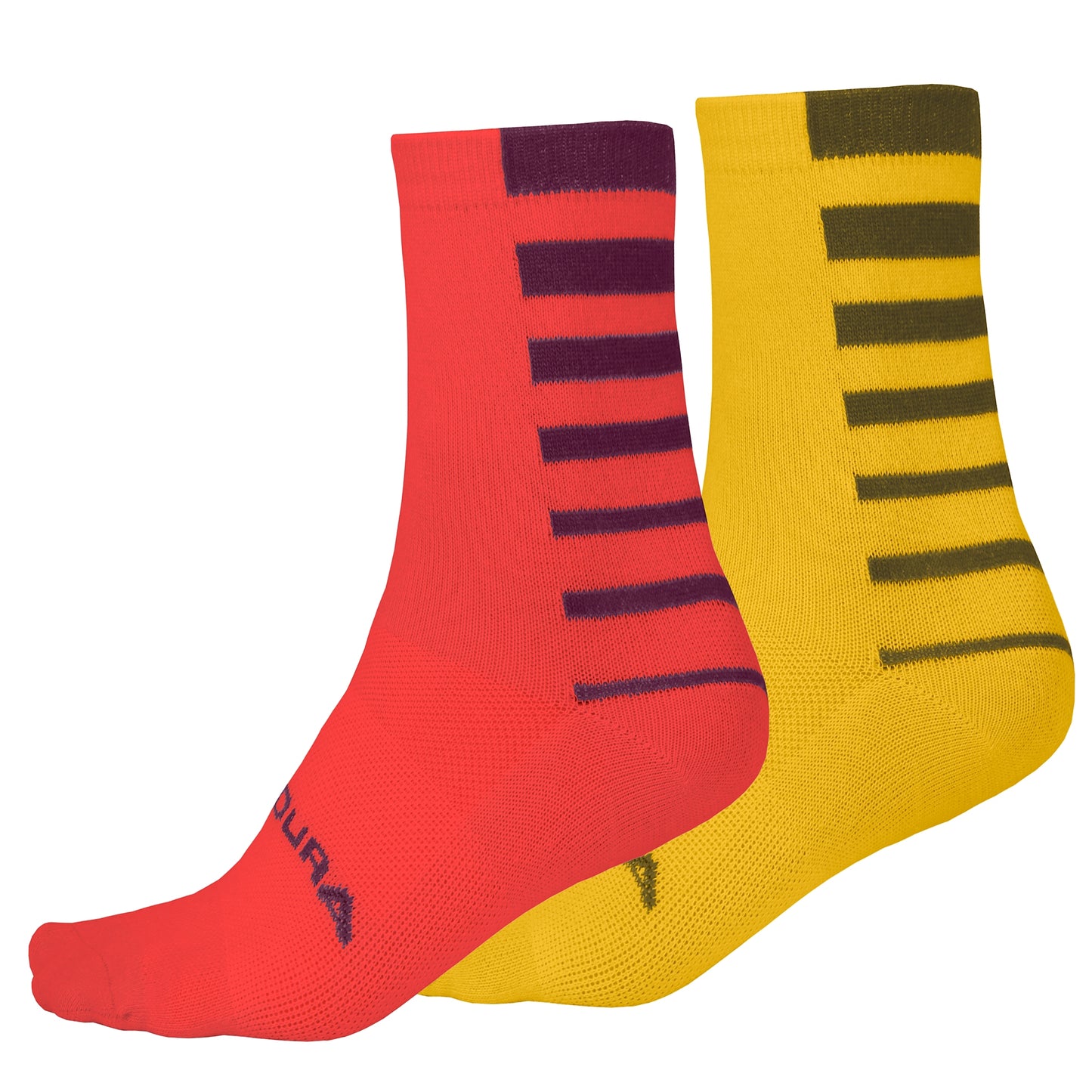 Chaussettes ENDURA COOLMAX STRIPE 2 Paires Bronze/Rouge