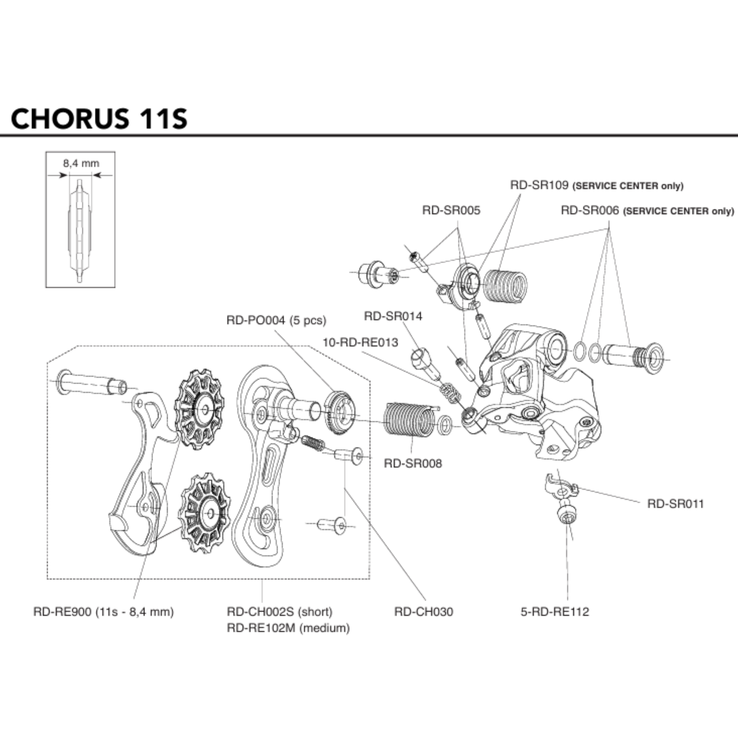 Dérailleur Arrière CAMPGNOLO CHORUS 11V Chape Moyenne