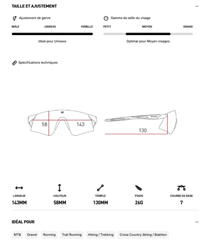 Lunettes RUDY PROJECT ASTRAL SPHERE Crystal Bleu Verres IMPACTX™ Photochromique Laser Purple