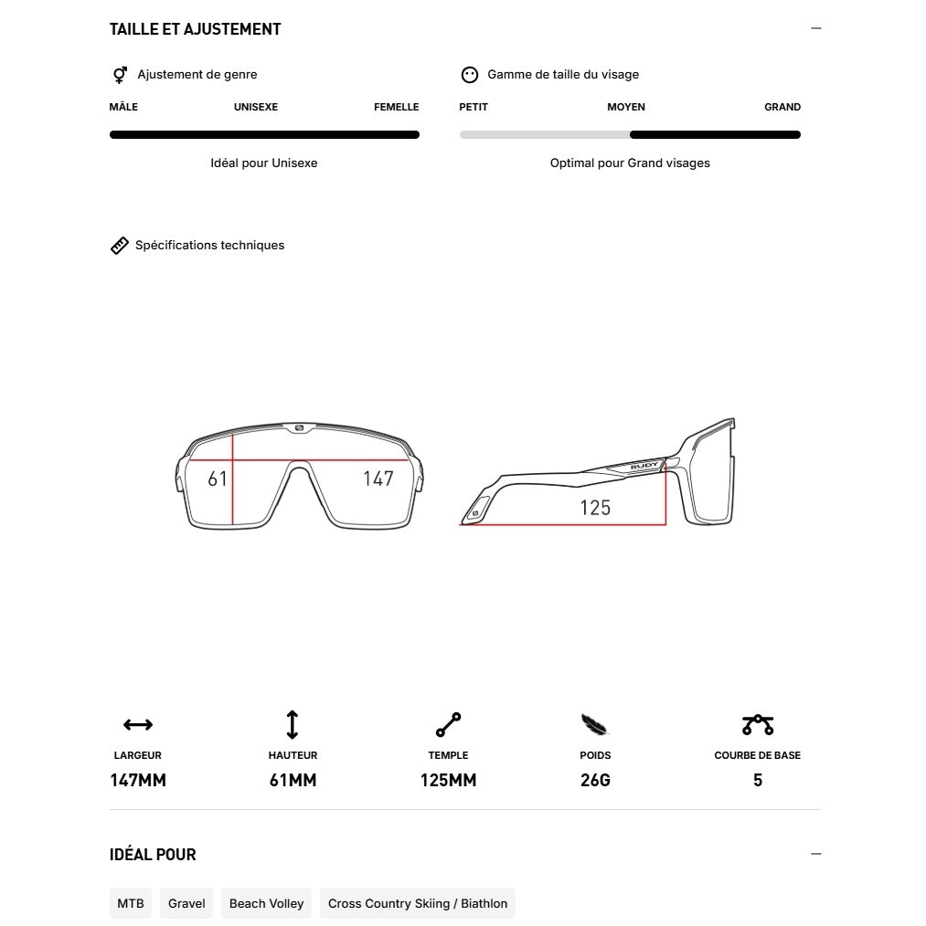 Lunettes RUDY PROJECT SPINSHIELD Noir Verres RP Optics Multilaser Red