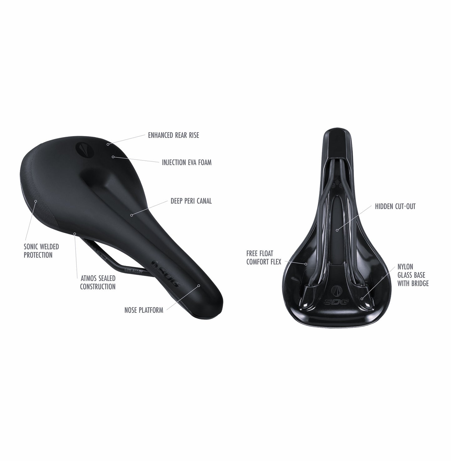 Selle SDG BEL-AIR V3 MAX Rails Lux-Alloy Noir/Vert