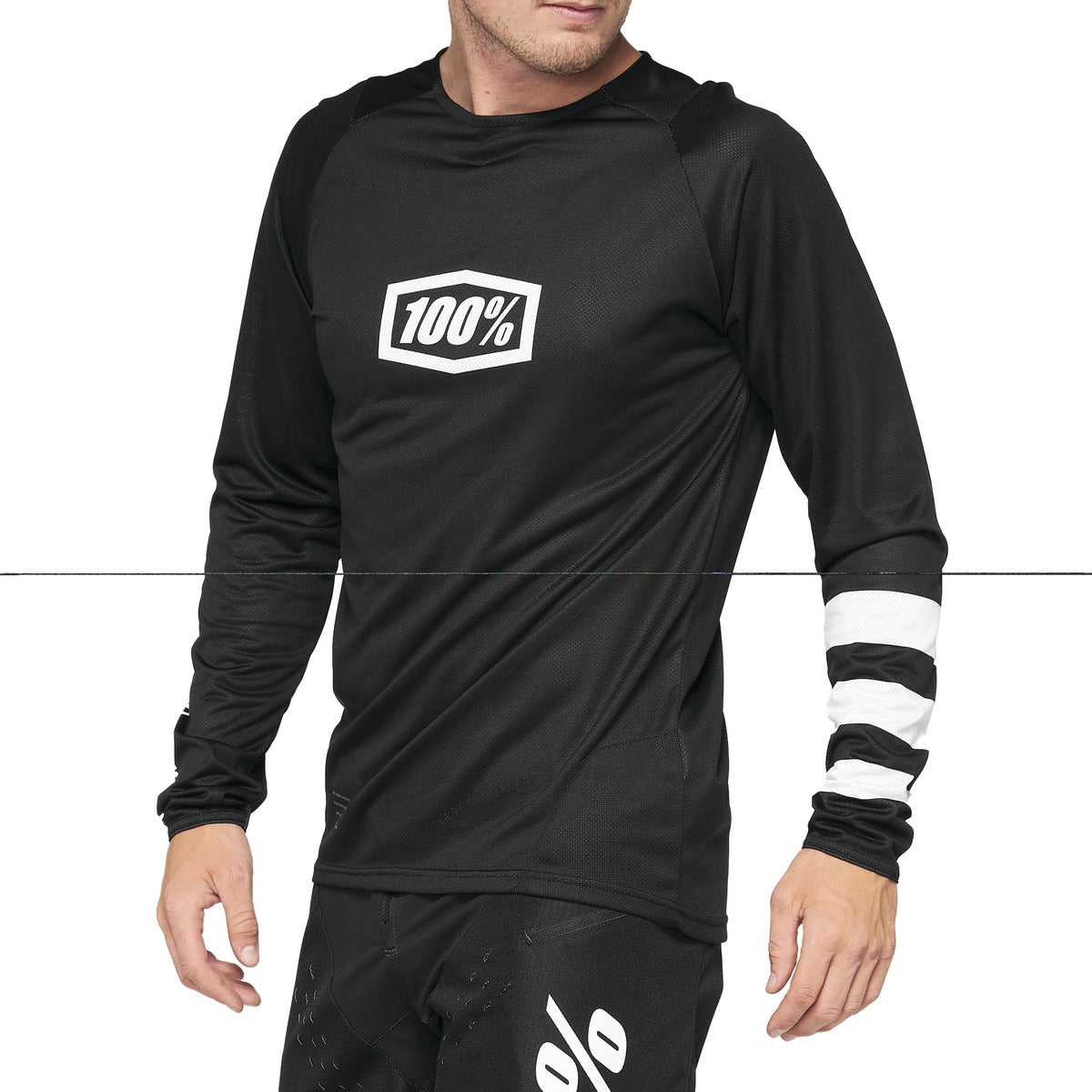 Maillot 100% R-CORE Manches Longues Noir/Blanc