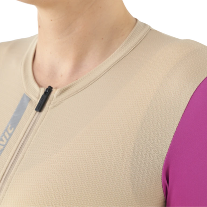 Maillot MAVIC ESSENTIAL Manches Courtes Femme Beige/Fuschia