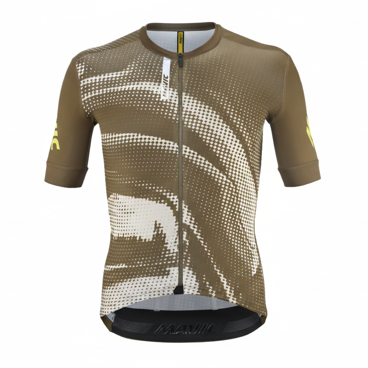 Maillot MAVIC AKSIUM GRAPHIC Manches Courtes Beige/Marron