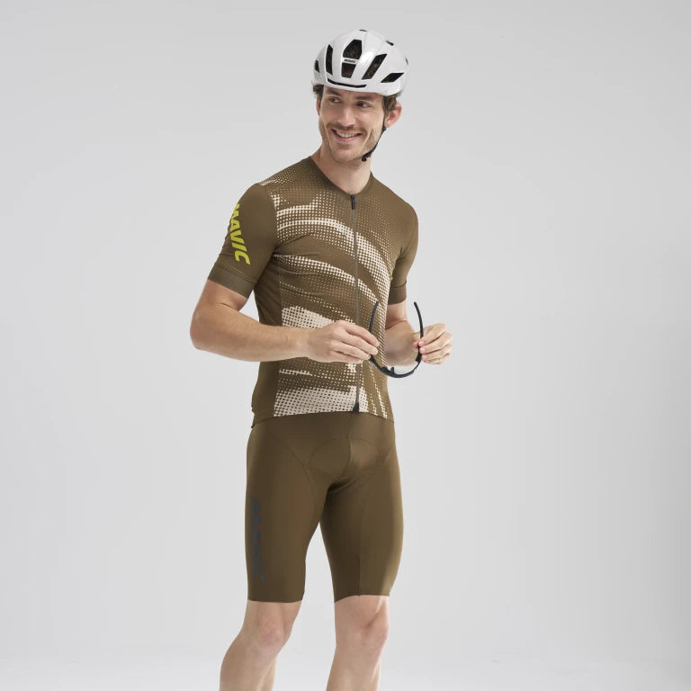 Maillot MAVIC AKSIUM GRAPHIC Manches Courtes Beige/Marron
