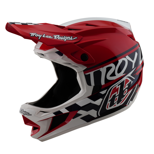 Casque VTT TROY LEE DESIGNS D4 POLYACRYLITE FIFTY 50 Blanc/Rouge