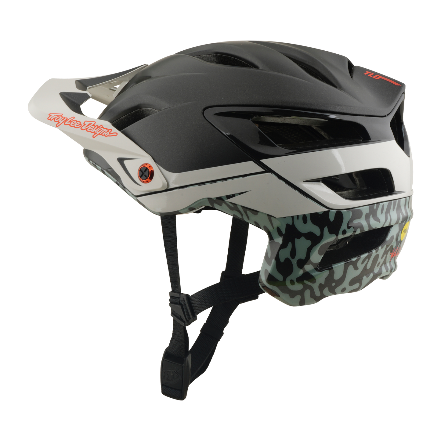 Casque VTT TROY LEE DESIGNS A3 MIPS HALO PUMICE Charcoal/Blanc