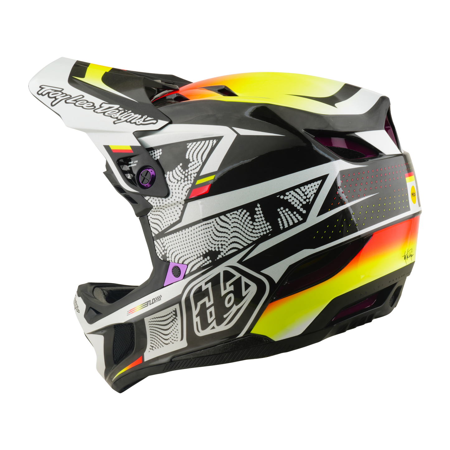 Casque VTT TROY LEE DESIGNS D4 CARBON MIPS Lined Up Noir/Jaune