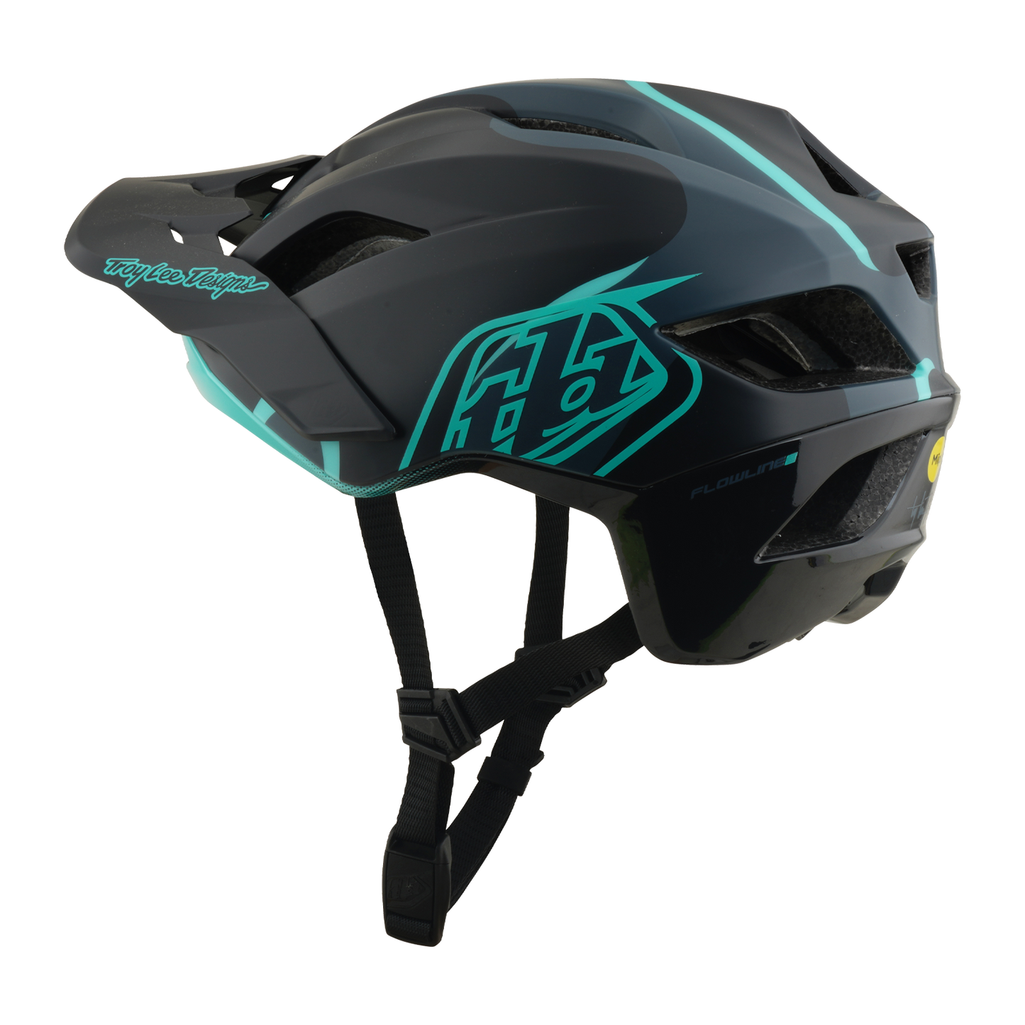 Casque VTT TROY LEE DESIGNS FLOWLINE SE MIPS BADGE Carbon/Bleu