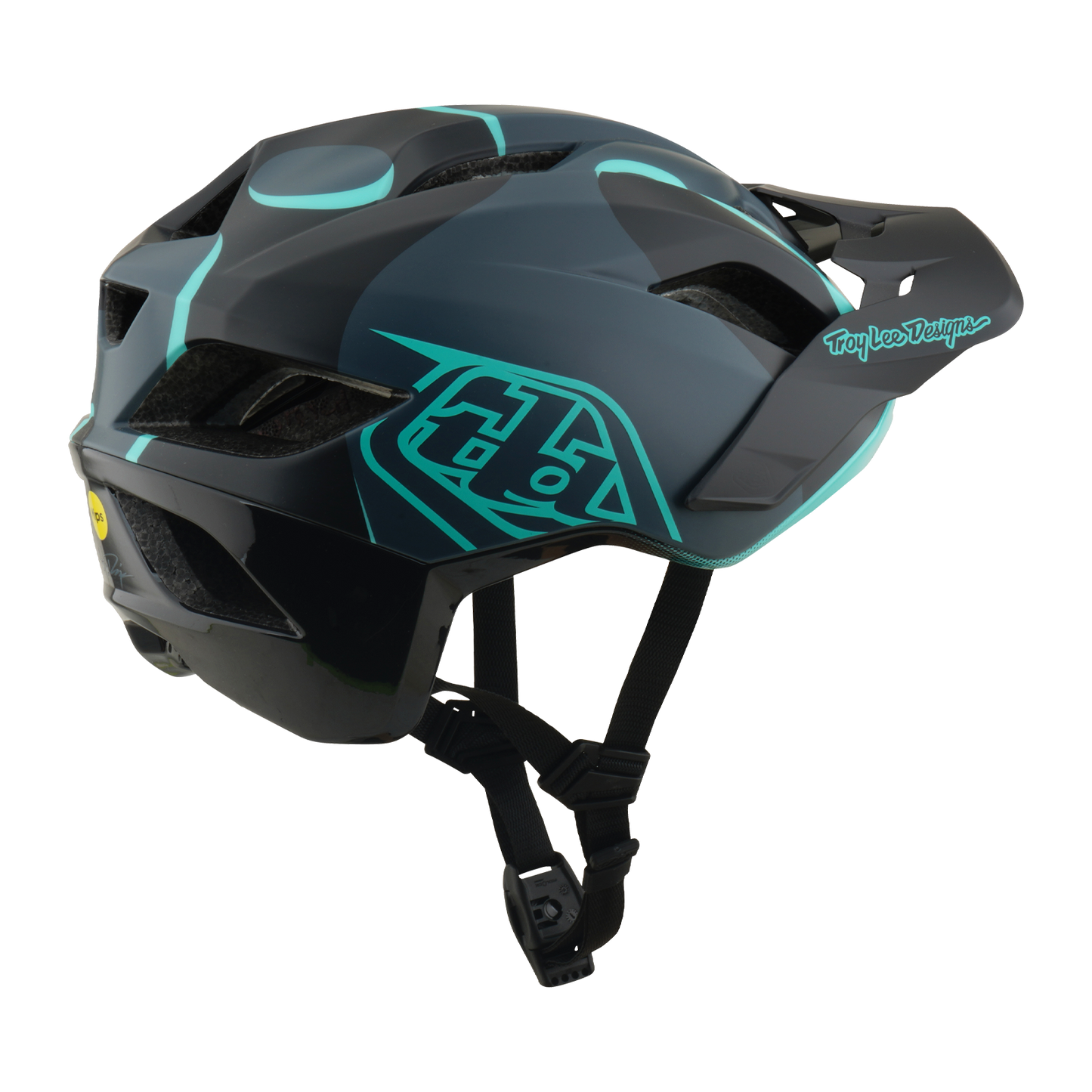 Casque VTT TROY LEE DESIGNS FLOWLINE SE MIPS BADGE Carbon/Bleu
