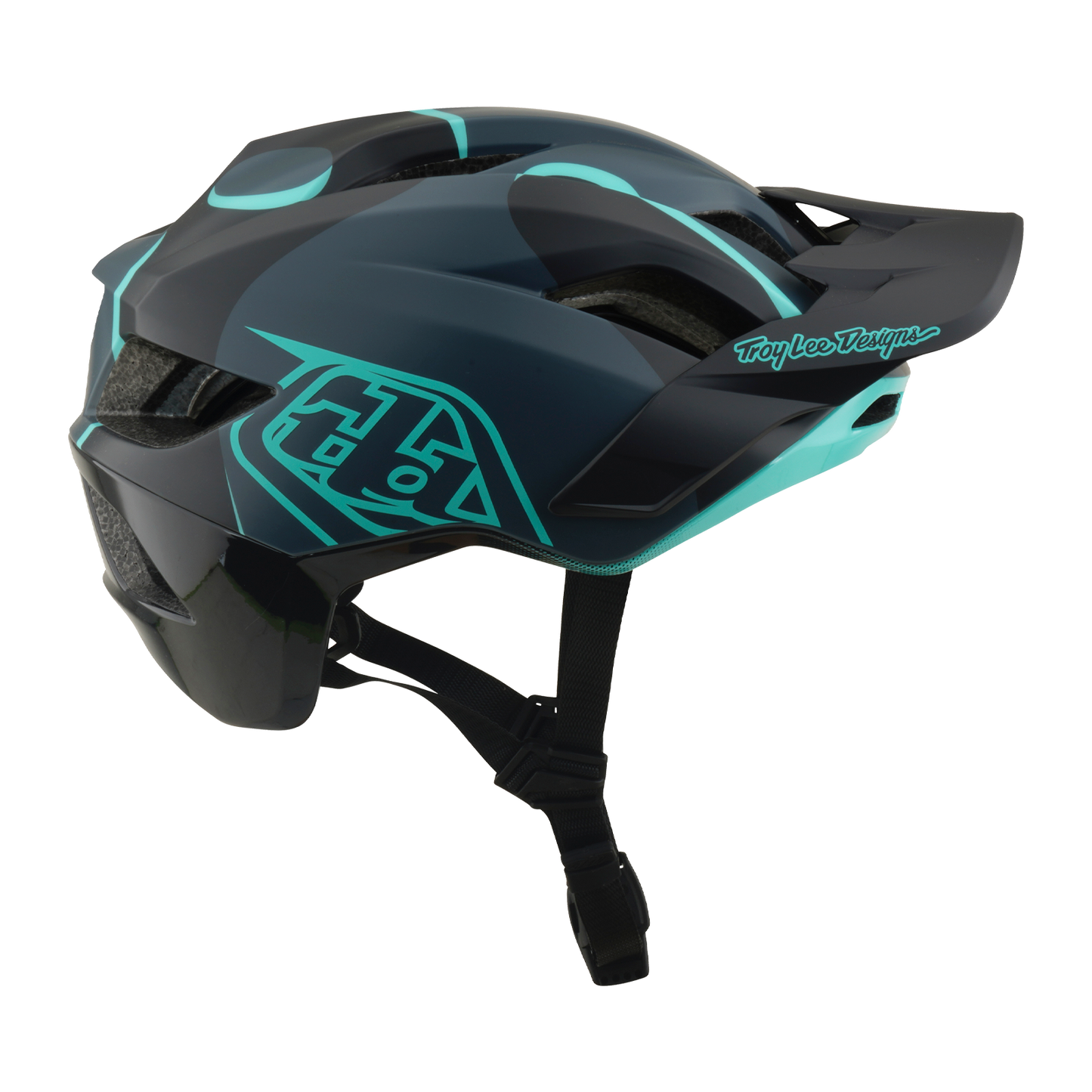 Casque VTT TROY LEE DESIGNS FLOWLINE SE MIPS BADGE Carbon/Bleu