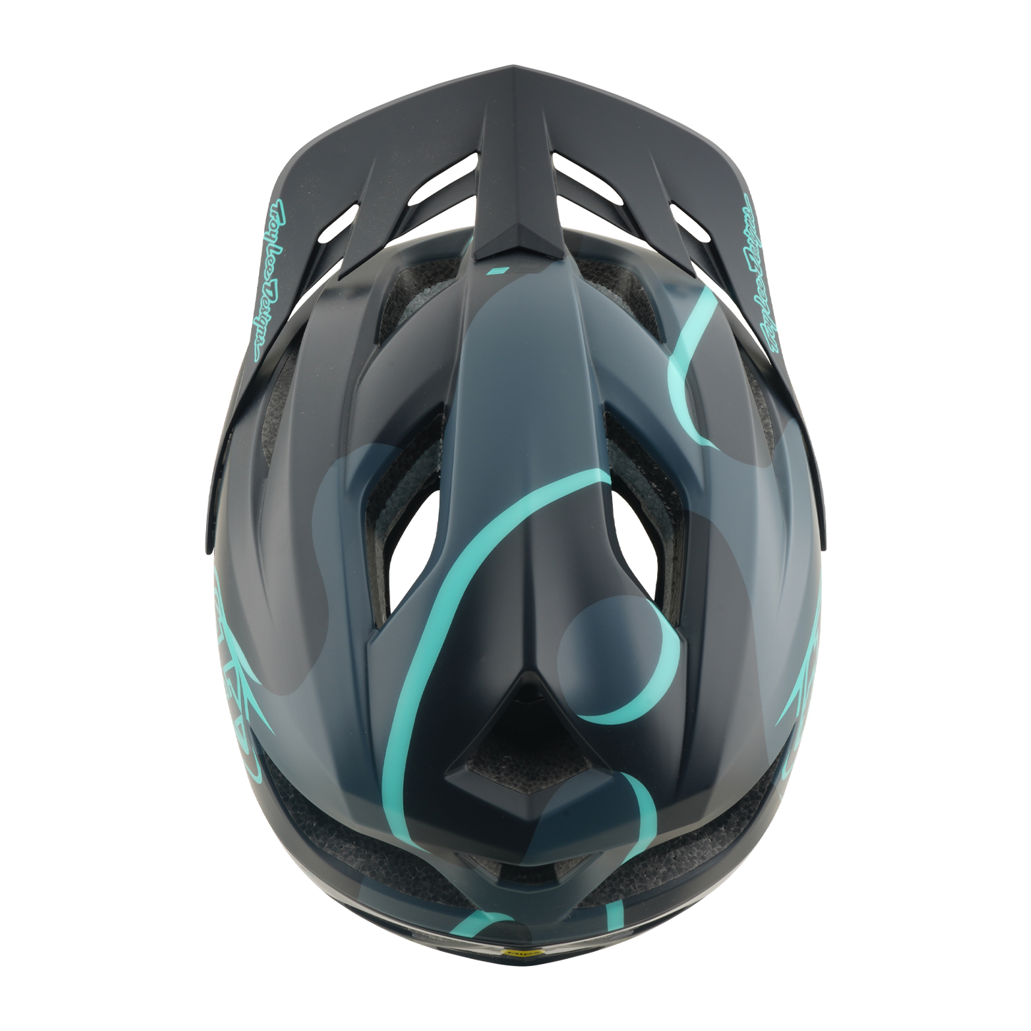 Casque VTT TROY LEE DESIGNS FLOWLINE SE MIPS BADGE Carbon/Bleu