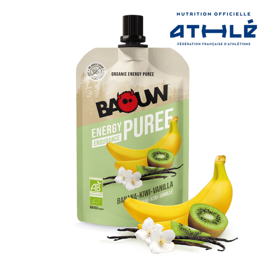 Purée Energétique BAOUW Bio Recette aux Fruits Banane/Kiwi/Vanille (90g)