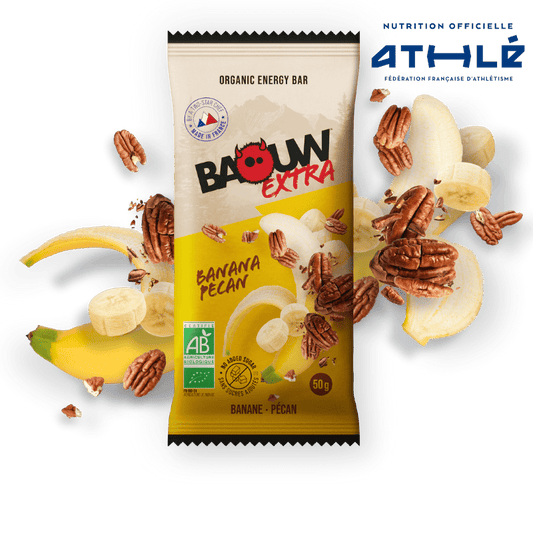 Barre Énergétique BAOUW BIO EXTRA Banane-Pécan (50g)