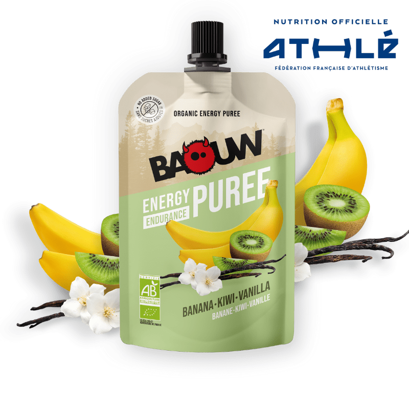 Purée Energétique BAOUW Bio Recette aux Fruits Banane/Kiwi/Vanille (90g)