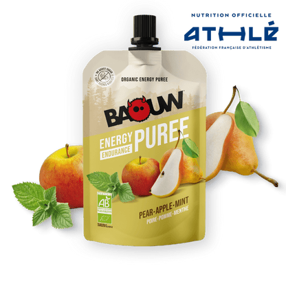 Purée Energétique BAOUW Bio Recette aux Fruits Poire/Pomme/Menthe (90g)