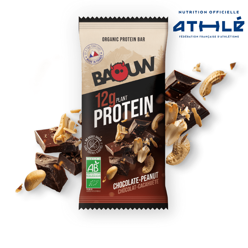 Barre Protéinée BAOUW BIO EXTRA Chocolat/Cachuètes (50g)