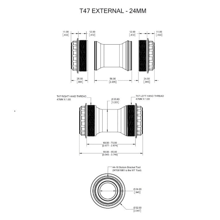Boitier de Pédalier WOLFTOOTH T47 Externe 24mm ultraviolet purple