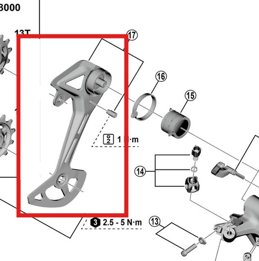 Chape de Dérailleur Arrière Externe GS SHIMANO CUES U8000/U6000