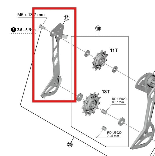 Chape de Dérailleur Arrière Interne SGS SHIMANO RD-U8020/U6020