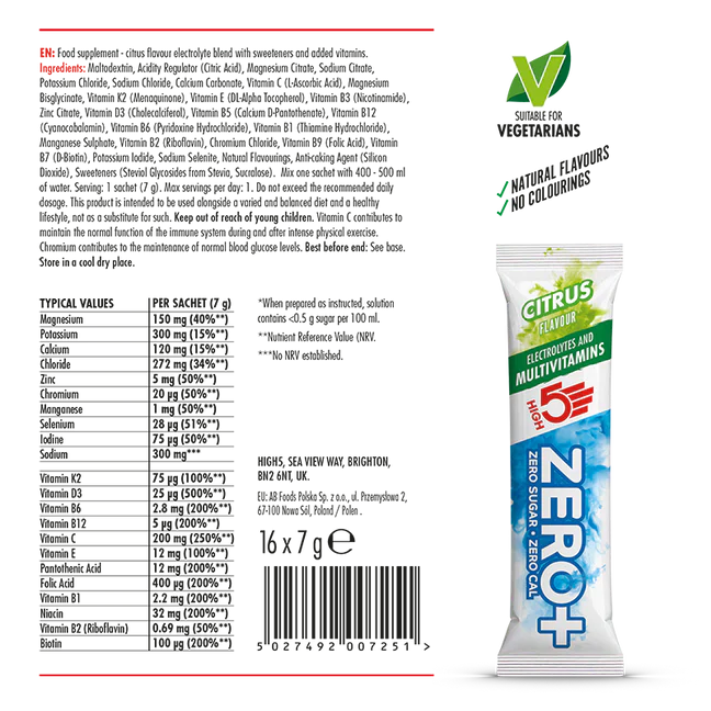 Stick d'hydratation HIGH 5 ZERO+ MULTIVATAMIN (7g ) Citron