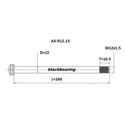 Axe de Roue Arrière BLACKBEARING 12x142 mm (12mm-160.5-M12x1.5-10.5mm)