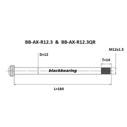 Axe de Roue Arrière BLACKBEARING 12x142 mm (12mm-163.5-M12x1.5-13.5mm)