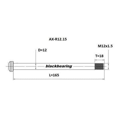 Axe de Roue Arrière BLACKBEARING 12x142 mm (12mm-165-M12x1.5-18mm)