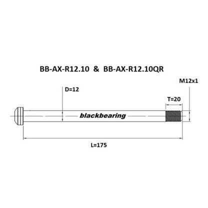 Axe de Roue Arrière  BLACKBEARING 12x148 mm (12mm-175-M12x1-20mm)