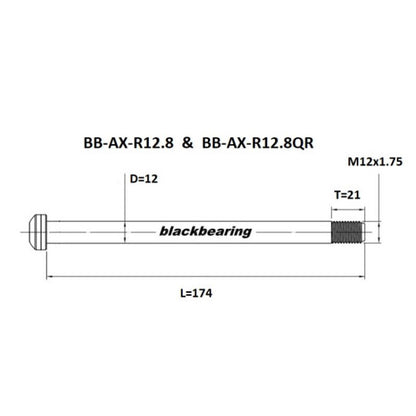 Axe de Roue Arrière BLACKBEARING 12x148 mm (12mm-174-m12x1.75-21mm) QR