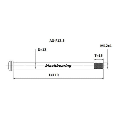 Axe de Roue Avant BLACKBEARING Route 12x100 mm (12mm-119-M12x1-15mm)