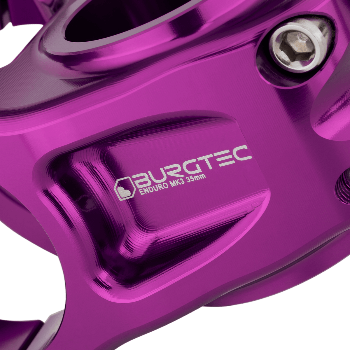 Potence BURGTEC ENDURO MK3 Violet — détail du corps usiné