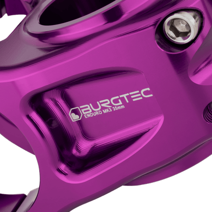Potence BURGTEC ENDURO MK3 Violet — détail du corps usiné