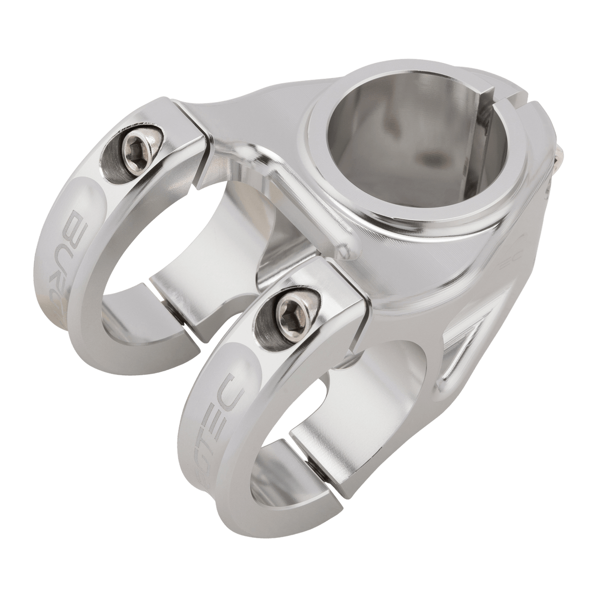 Potence BURGTEC ENDURO MK3 Argent — vue de dessus en trois quarts