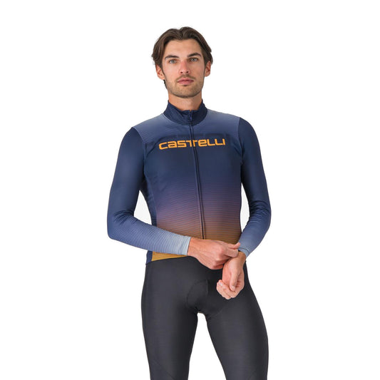 Maillot CASTELLLI APICE THERMAL Manches Longues Bleu/Orange