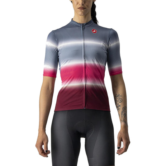 Maillot CASTELLI DOLCE Femme Manches Courtes Bleu/Bordeaux