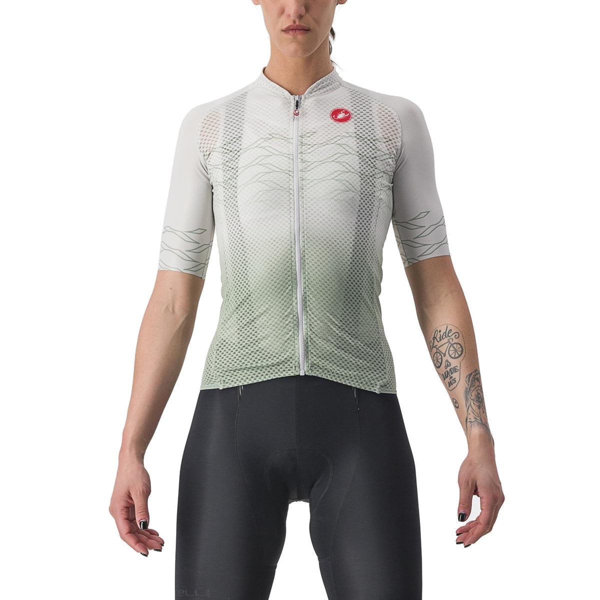 Maillot CASTELLI CLIMBER'S 2.0 W Femme Manches Courtes Gris/Vert