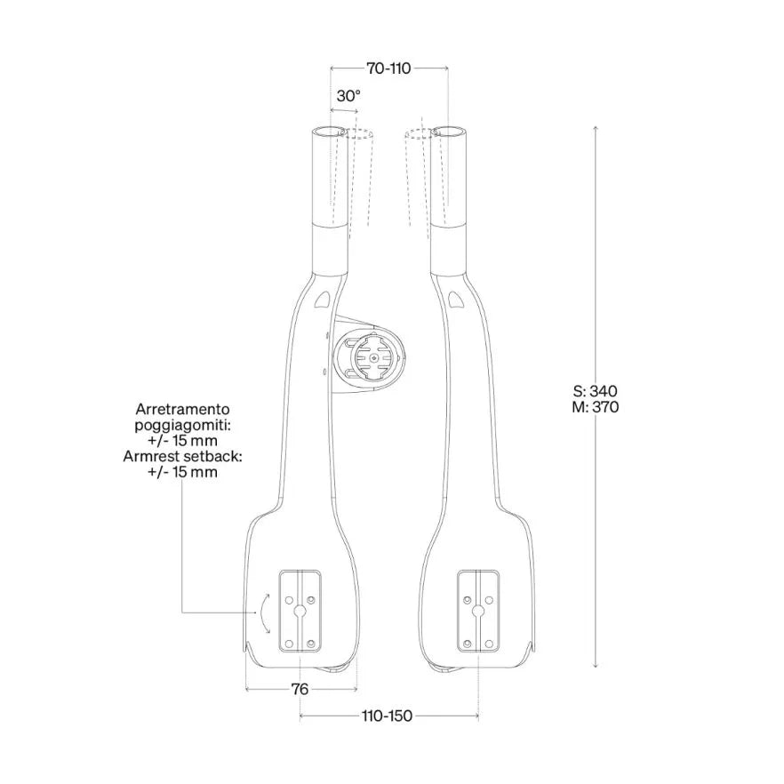 Prolongateurs de Cintre DEDA JET2 EVO Carbone Taille M 370mm