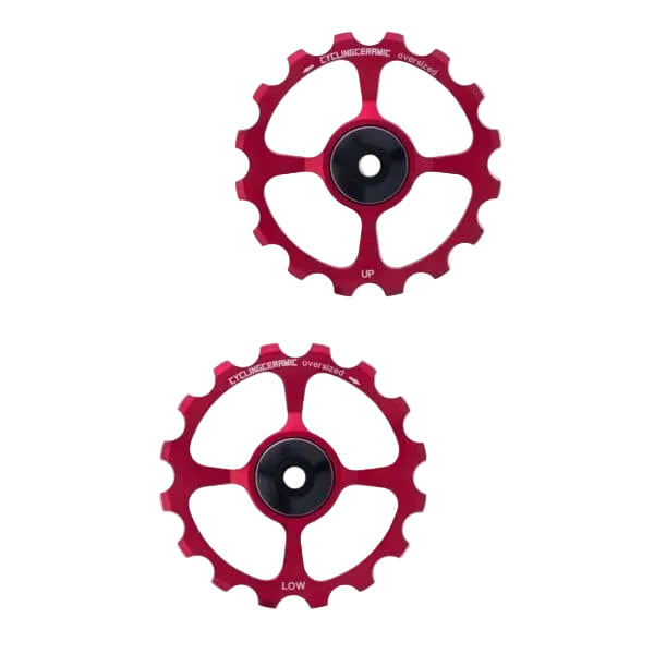 Galets de dérailleur Arrière 10/11V CYCLINGCERAMIC OVERSIZE SHIMANO Aluminium Rouge