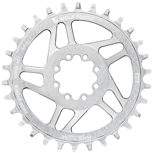 Plateau Mono WOLF TOOTH DROP-STOP B DM 8 Vis Sram Eagle Boost Offset 3mm Raw Silver
