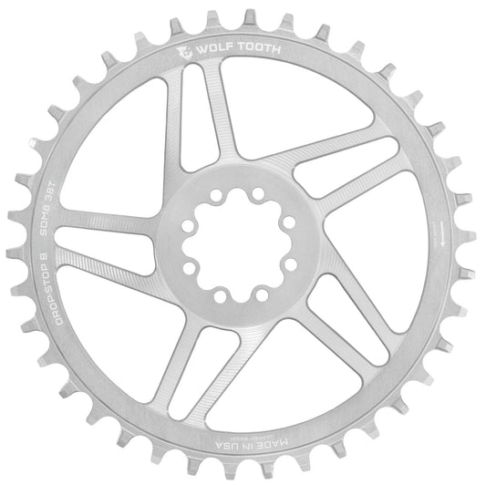 Plateau Mono WOLF TOOTH DROP-STOP B GRAVEL DM 8 Vis Sram Raw Silver