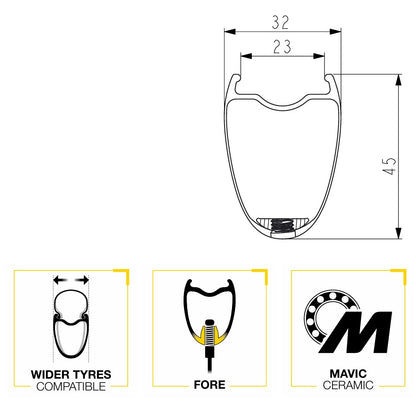 Paire de Roues MAVIC COSMIC SLR 45 Tubeless Ready (Center Lock) Noir/Argent