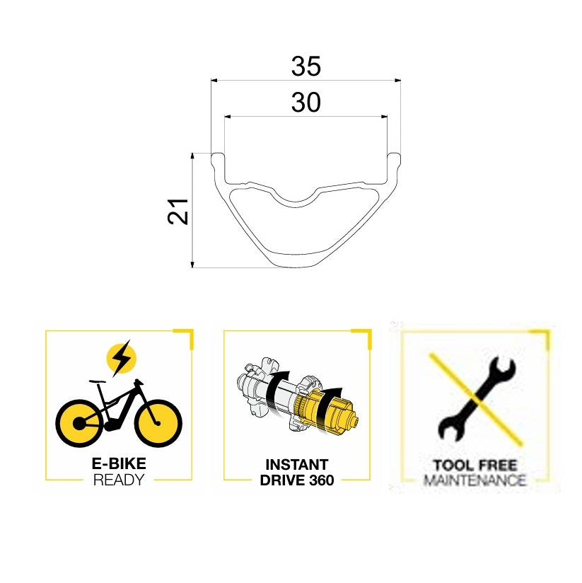 Paire de Roues MAVIC E-CROSSRIDE 1 29" 30mm 15x110mm/12x148mm Boost