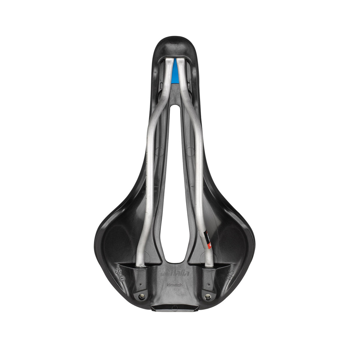 Selle SELLE ITALIA FLITE BOOST SUPERFLOW ENDURANCE L Rails Ti 316 Noir — vue de dessous et rails Ti316