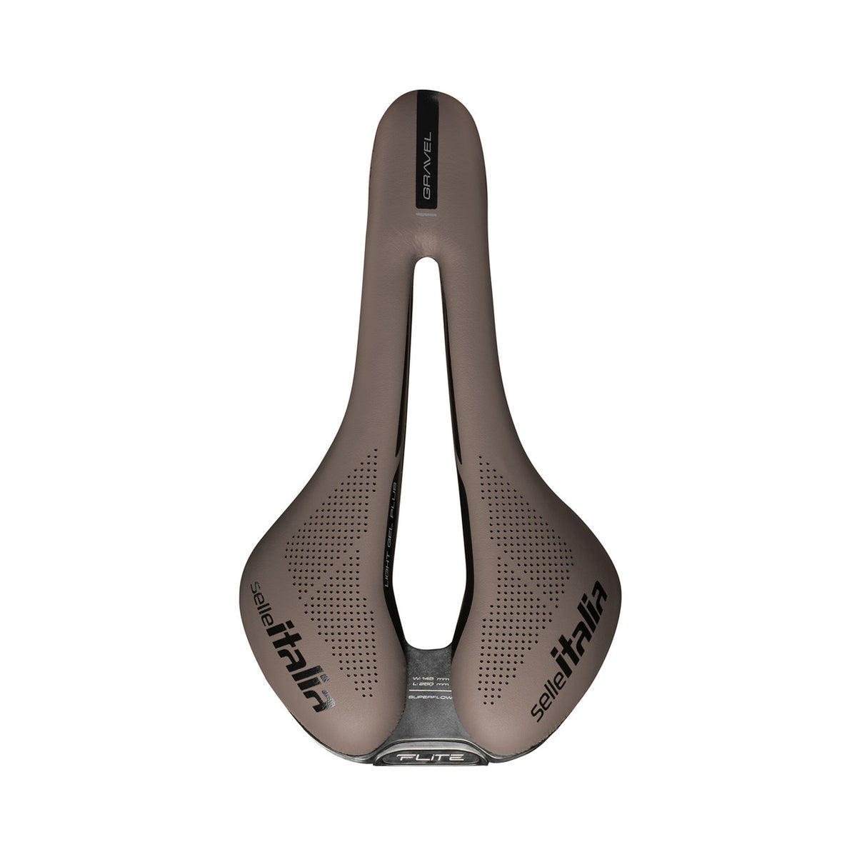 Selle SELLE ITALIA FLITE BOOST GRAVEL SUPERFLOW L3 Rails TI 316 Marron — vue de dessus coloris marron L3