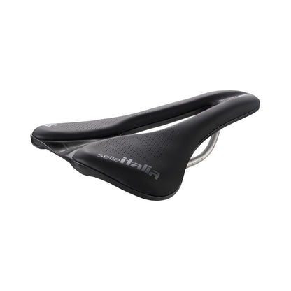 Selle SELLE ITALIA NOVUS EVO BOOST SUPERFLOW L Rails Ti316 Noir/Gris — vue trois quarts
