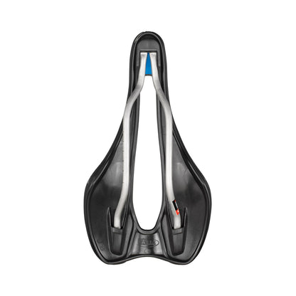 Selle SELLE ITALIA SLR BOOST ENDURANCE SUPERFLOW S Rails Ti316 Noir — vue de dessous et rails Ti316