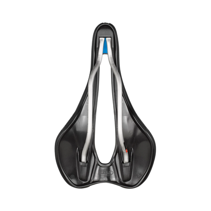Selle SELLE ITALIA SLR BOOST ENDURANCE SUPERFLOW L Rails Ti316 Noir — vue de dessous et rails Ti316