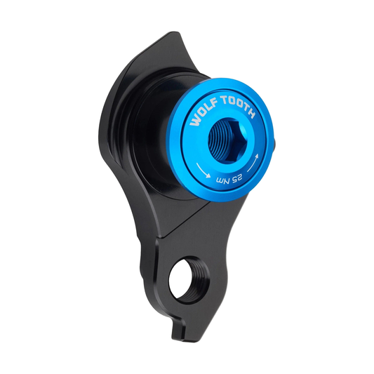 Patte de Dérailleur WOLFTOOTH UDH Bleu — vue produit sur fond blanc